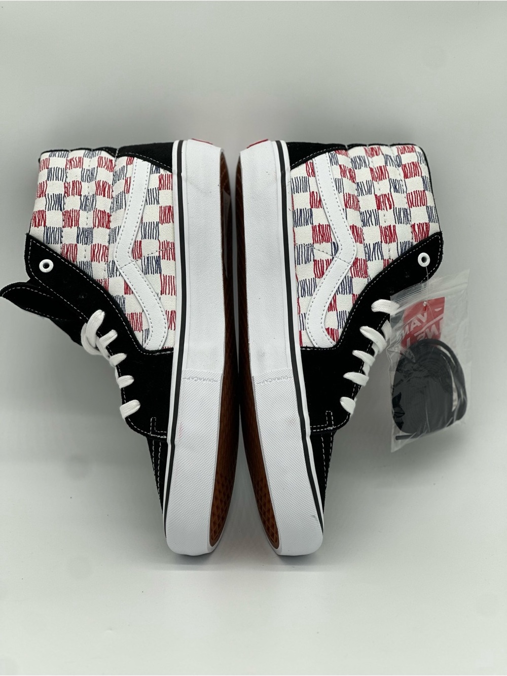 Vans Sk8-Hi Checkerboard High-Top Sneakers - Black/White/Red - Picture 5 of 10